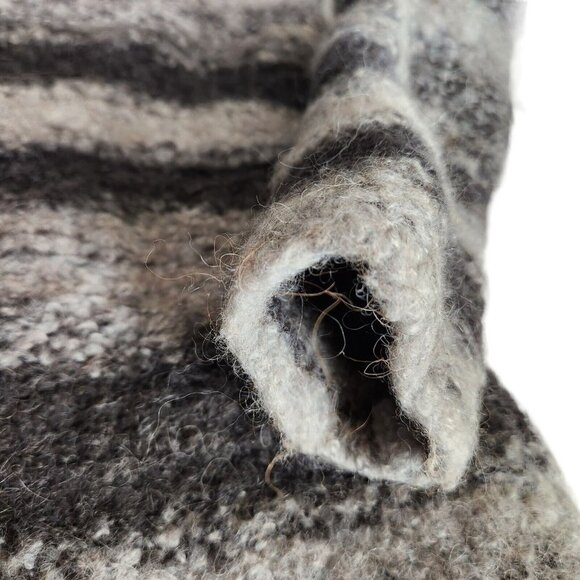 Sundance Chunky Sweater S fleece Gray Stripe Wool Alpaca Sweater Coat Snap - Picture 11 of 16